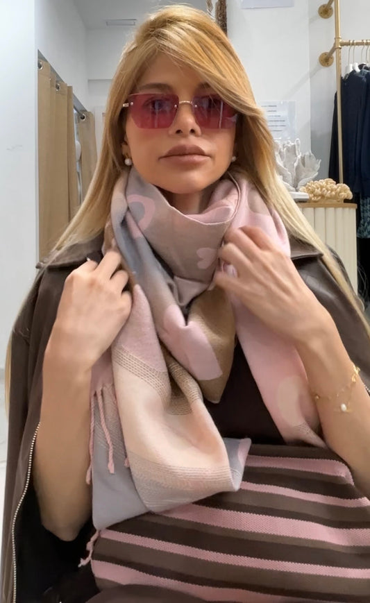 BUFANDA CORAZÓN - ROSA