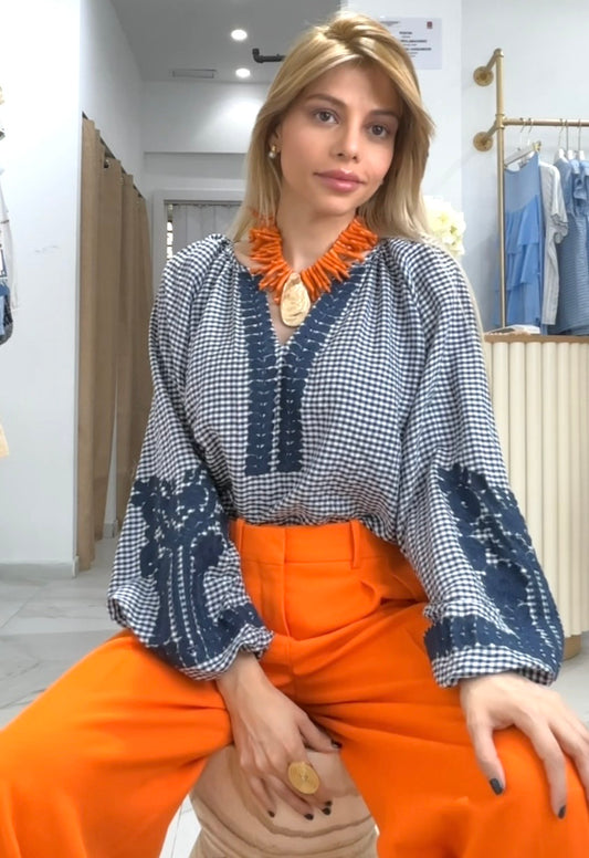 BLUSA VICHY ( AZUL OSCURO )