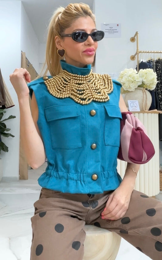 CHALECO DALILA TURQUESA