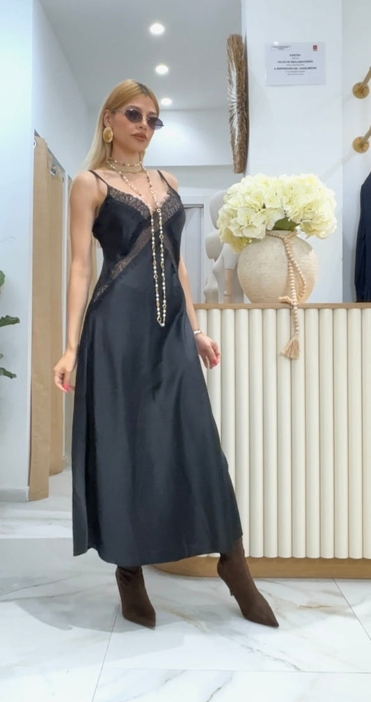 VESTIDO LENCERO - NEGRO